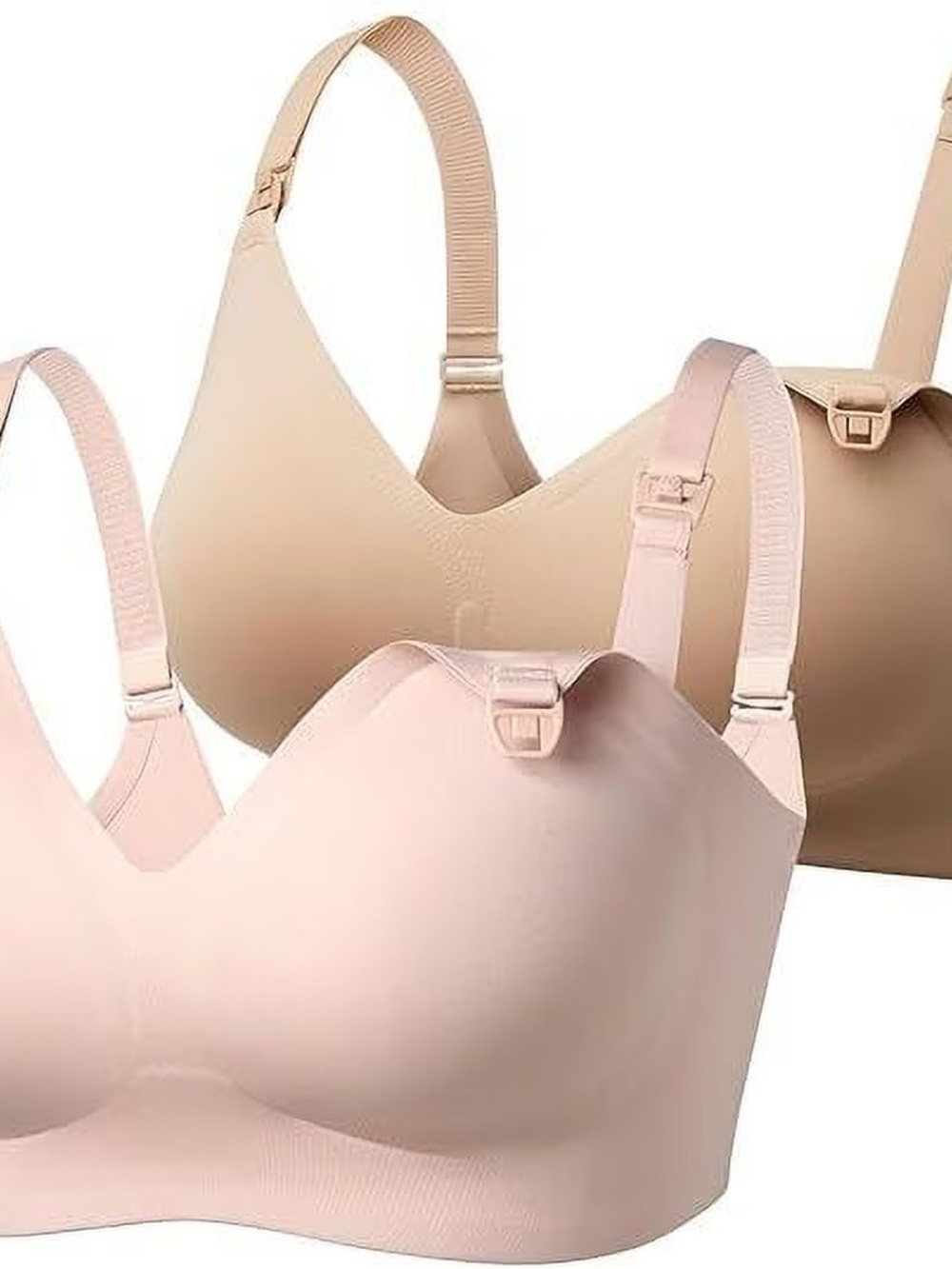 MomCozy Seamless Nursing Bra - 2 Pack in Deep Nude and Soft Pink